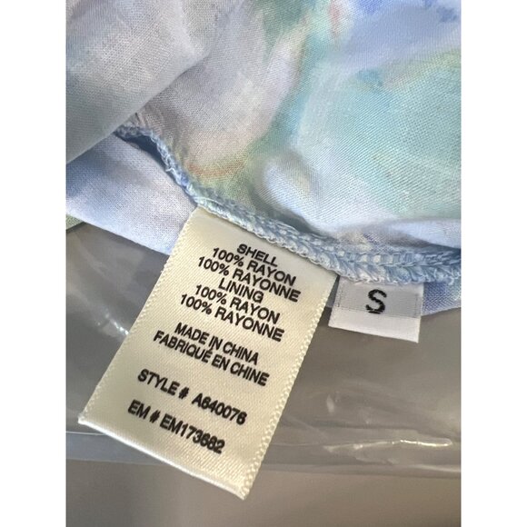 Side Stitch Short-Sleeve Button Front Midi Dress Aqua Bloom Womens Size Small - Picture 7 of 8